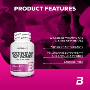 BioTechUSA Multivitamin for Women, 女性複合豐富營養維他命丸, 60 粒 BioTechUSA Multivitamin for Women, 女性複合豐富營養維他命丸, 60 粒
